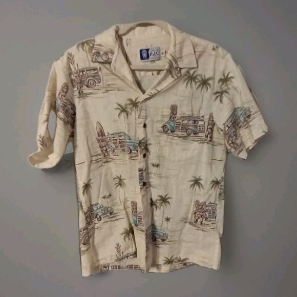 Hawaiian Other - RJC LTD. Hawaiian Button Up Surf Board tiki Statue Wagon Sz. Med. Beach